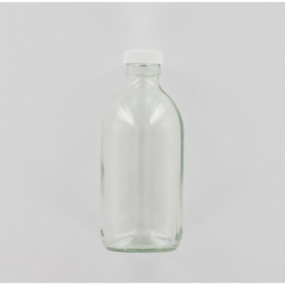 300ml Clear Glass (Type 3 - Soda Lime) Bottle with White PP Cap