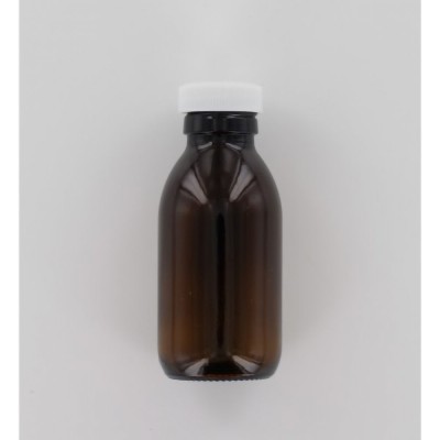 100ml Amber Glass (Type 3 - Soda Lime) Bottle with White PP Cap