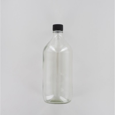 1000ml Clear Glass (Type 3 - Soda Lime) Bottle with Black PP