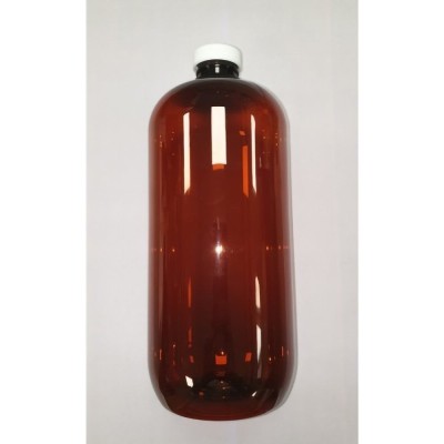 1000ml Amber PET (Polyethylene) Bottle with White PP Cap with