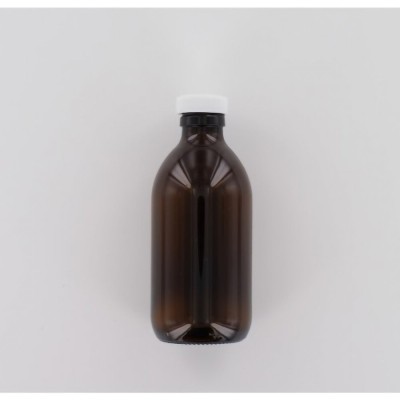 250ml Amber Glass (Type 3 - Soda Lime) Bottle with White PP Cap