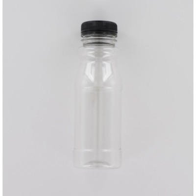 250ml Clear PET (Polyethylene) Bottle with Black HDPE Cap