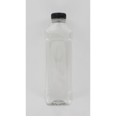 1000ml Clear PET (Polyethylene) Bottle with Black HDPE Cap