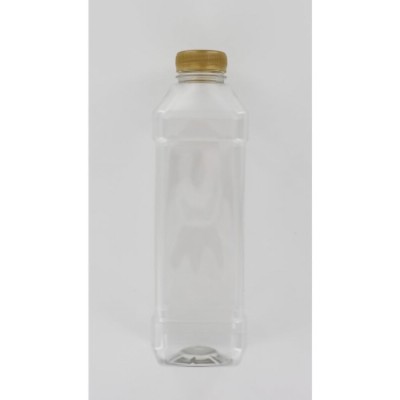 1000ml Clear PET (Polyethylene) Bottle with Gold HDPE Cap Dosed