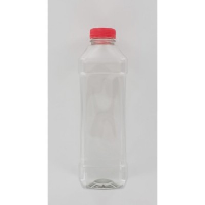 1000ml Clear PET (Polyethylene) Bottle with Red HDPE Cap